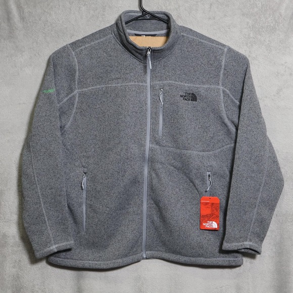 The North Face Jacket Mens 2XL Gray Sweater Fleece Full Zip Pockets Logo Outdoor